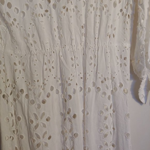 Lilly Pulitzer White Amrita Eyelet Midi Button Down Dress Size 10 - Picture 16 of 16